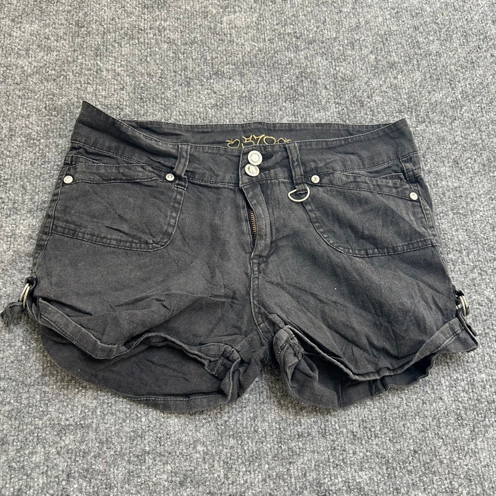 Bongo Shorts Womens Size 5 Black Denim Low Rise Cargo Rhinestone Casual RB70046J